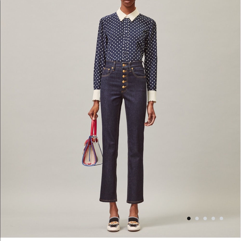 Tory Burch Button Fly Denim Pant